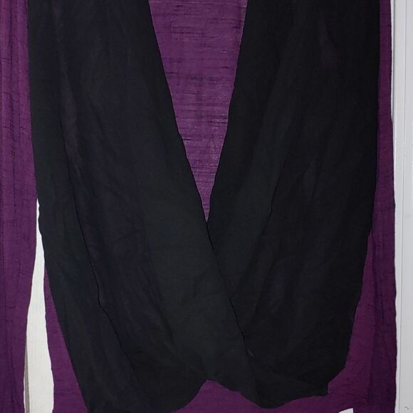 Maurices purple black drape open low cut blouse Sz XL Sheer solid black - Picture 3 of 4